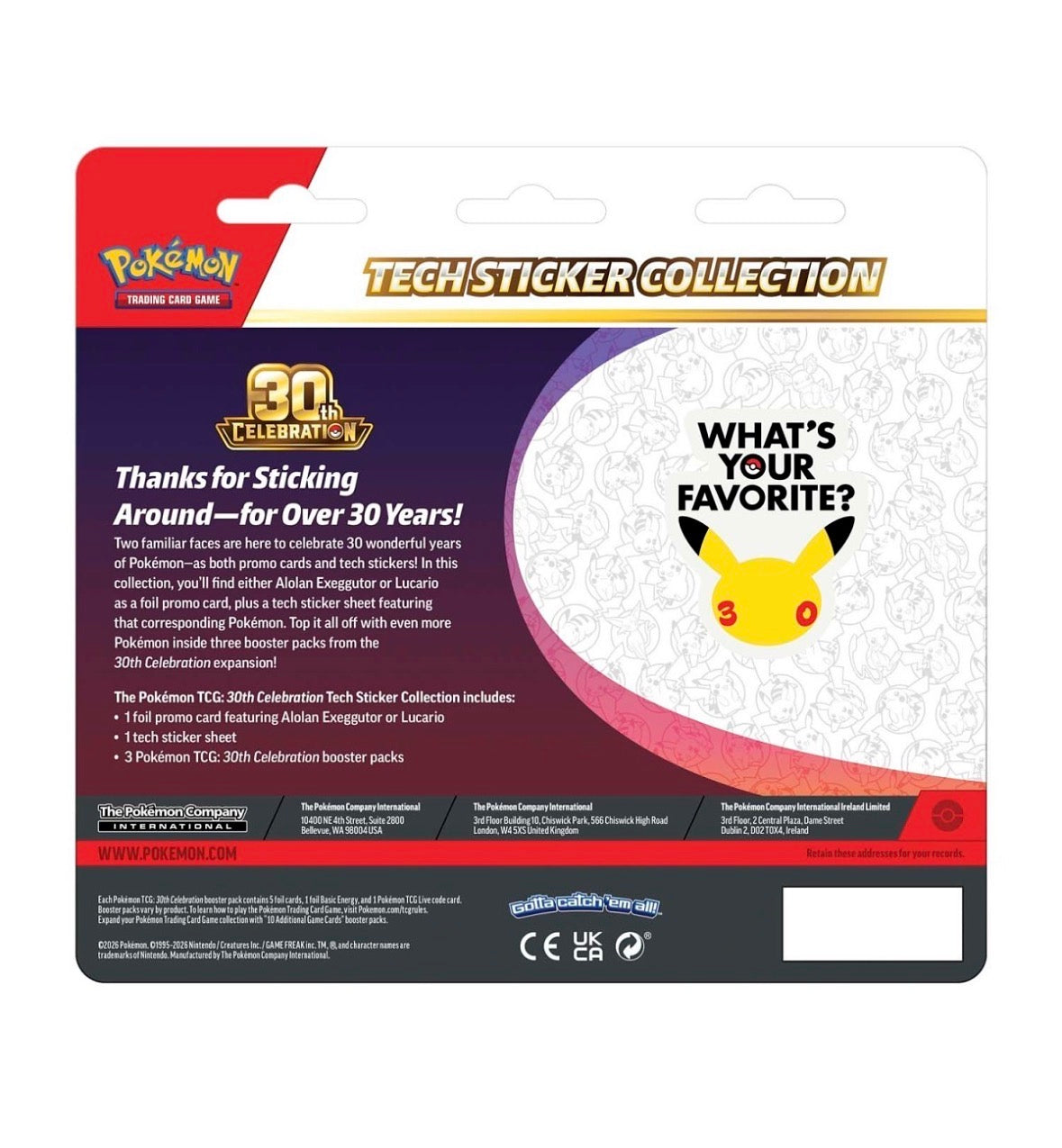 Pokemon 30th Anniversary Celebration Tech Sticker Collection Lucario (Presale)
